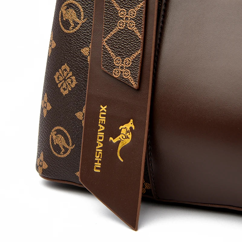 Luxury Handbag Fashion Print Large Capacity Soft Leather
