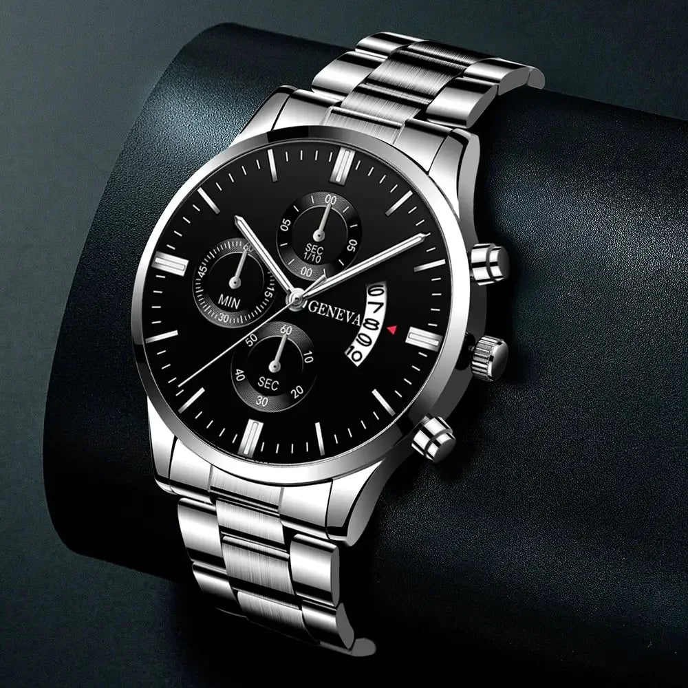 Fashion Men's Watch Luxury Silver Stainless Steel