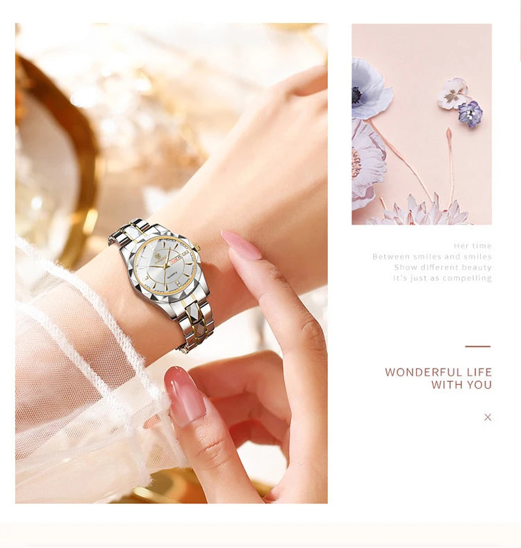 Luxury Fashion Ladies Quartz Watch Waterproof with Luminous Date