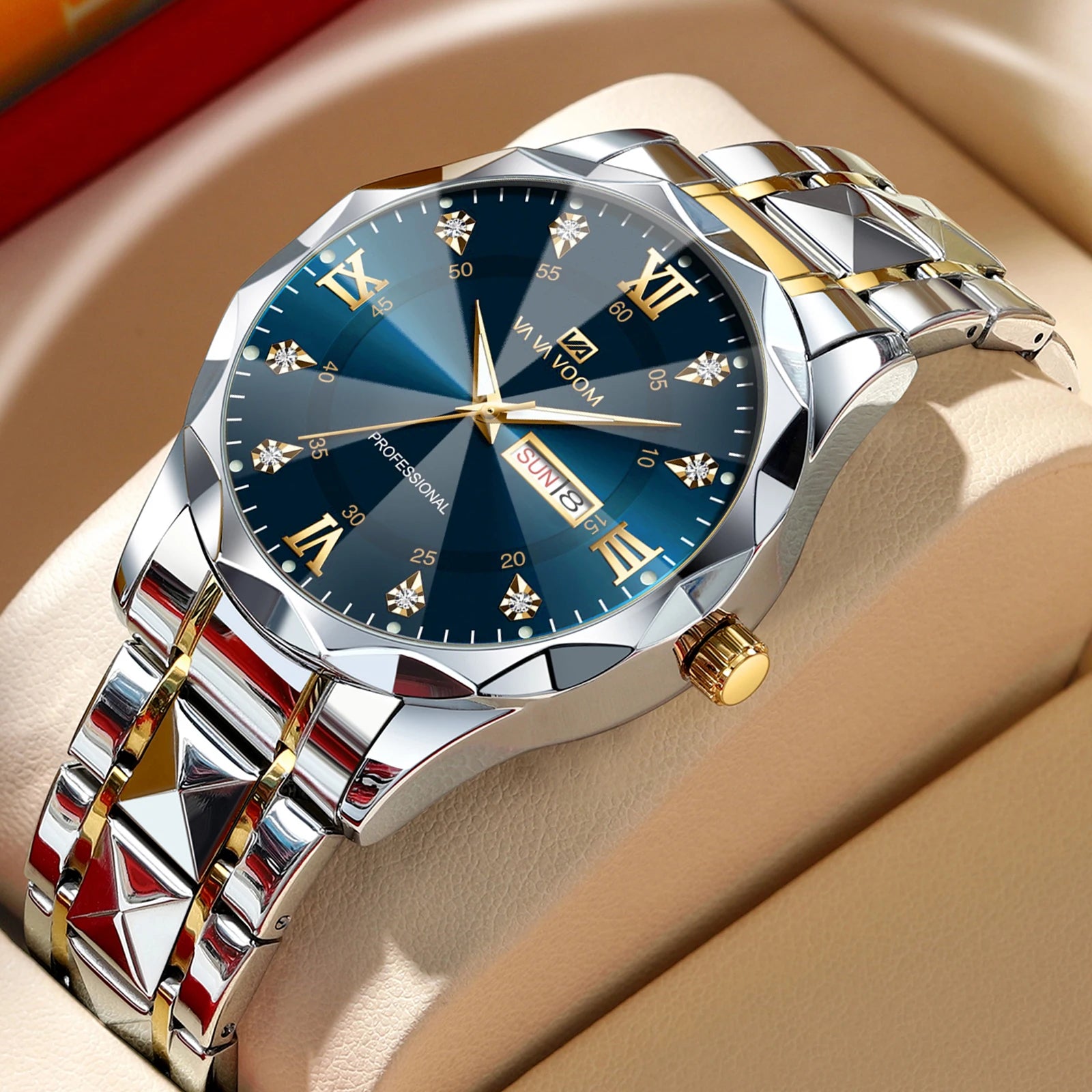 Men's  Watch Water Diamond Luxury Night Glow