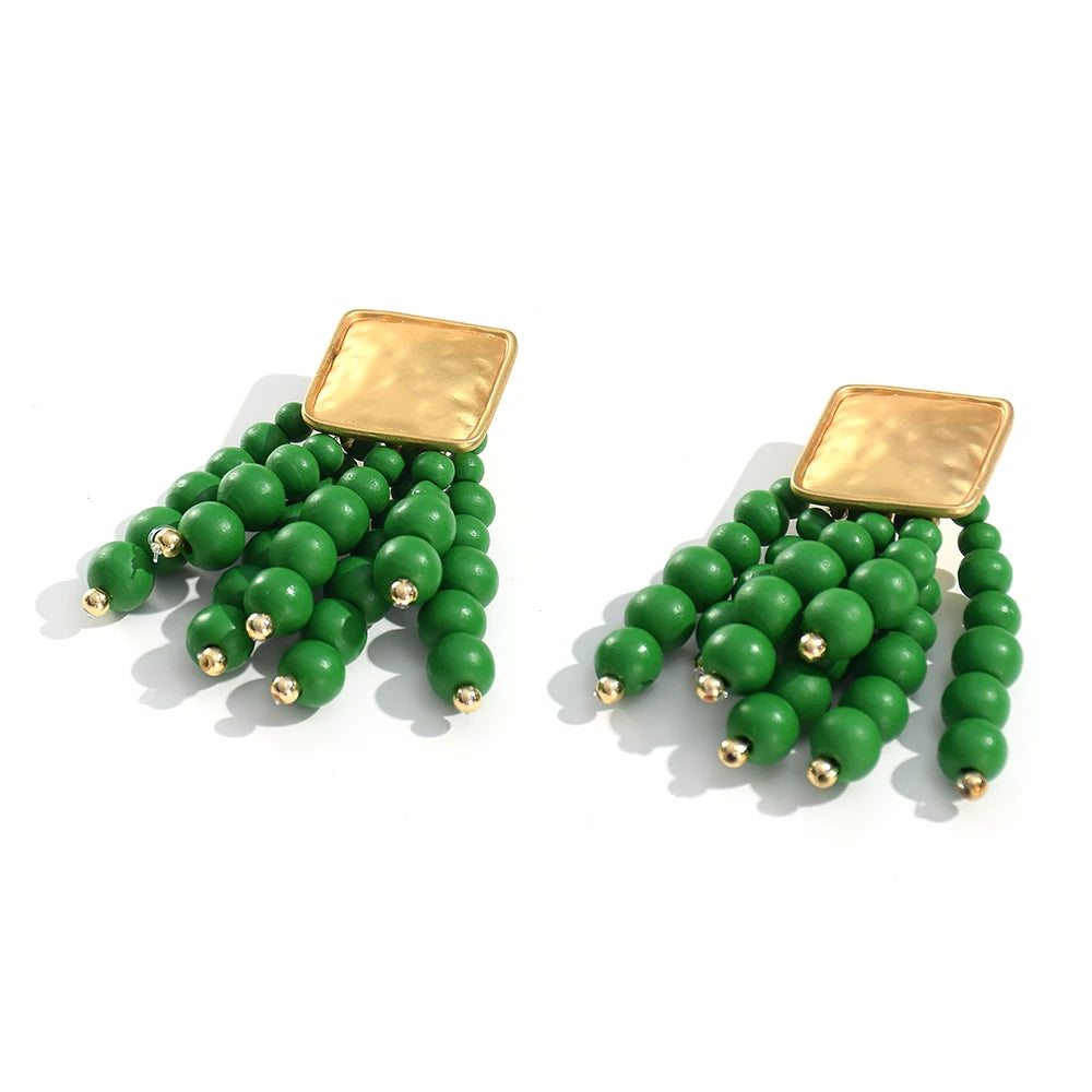 Wooden Beaded Bohemian Earrings