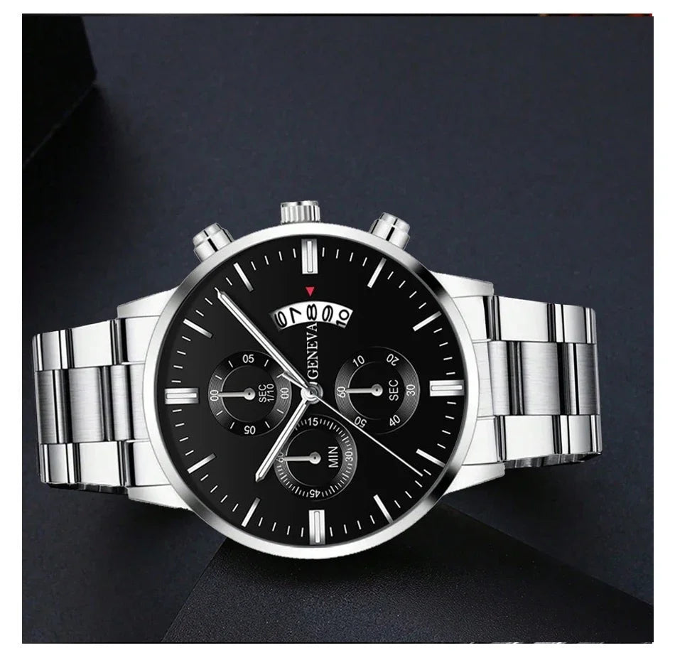 Fashion Men's Watch Luxury Silver Stainless Steel