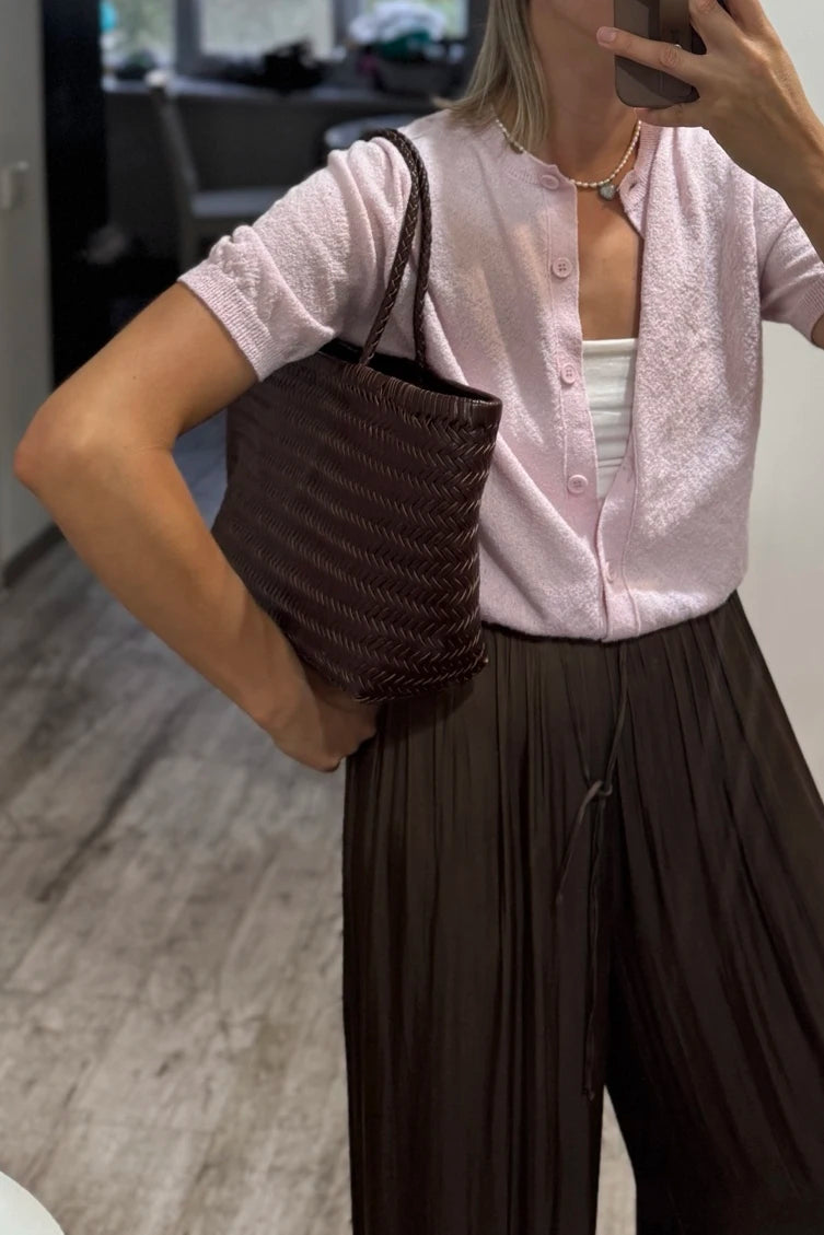 Genuine Leather Shoulder Bag Weaving Casual Shopping Bag