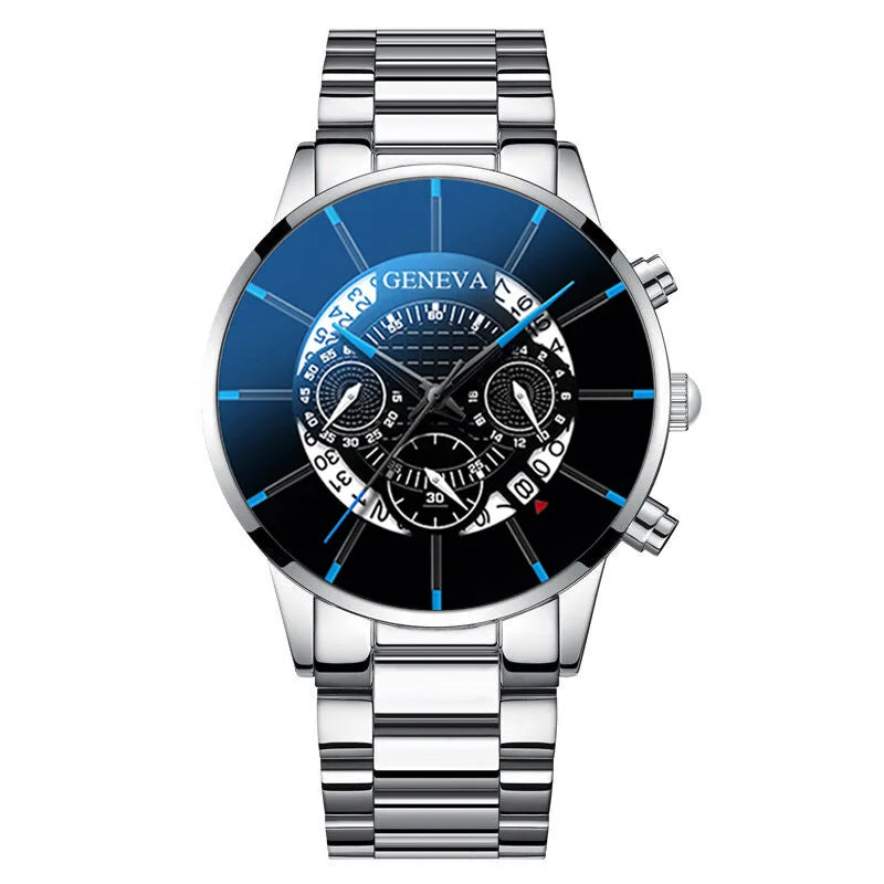 2pcs Luxury Men's Watch Stainless Steel