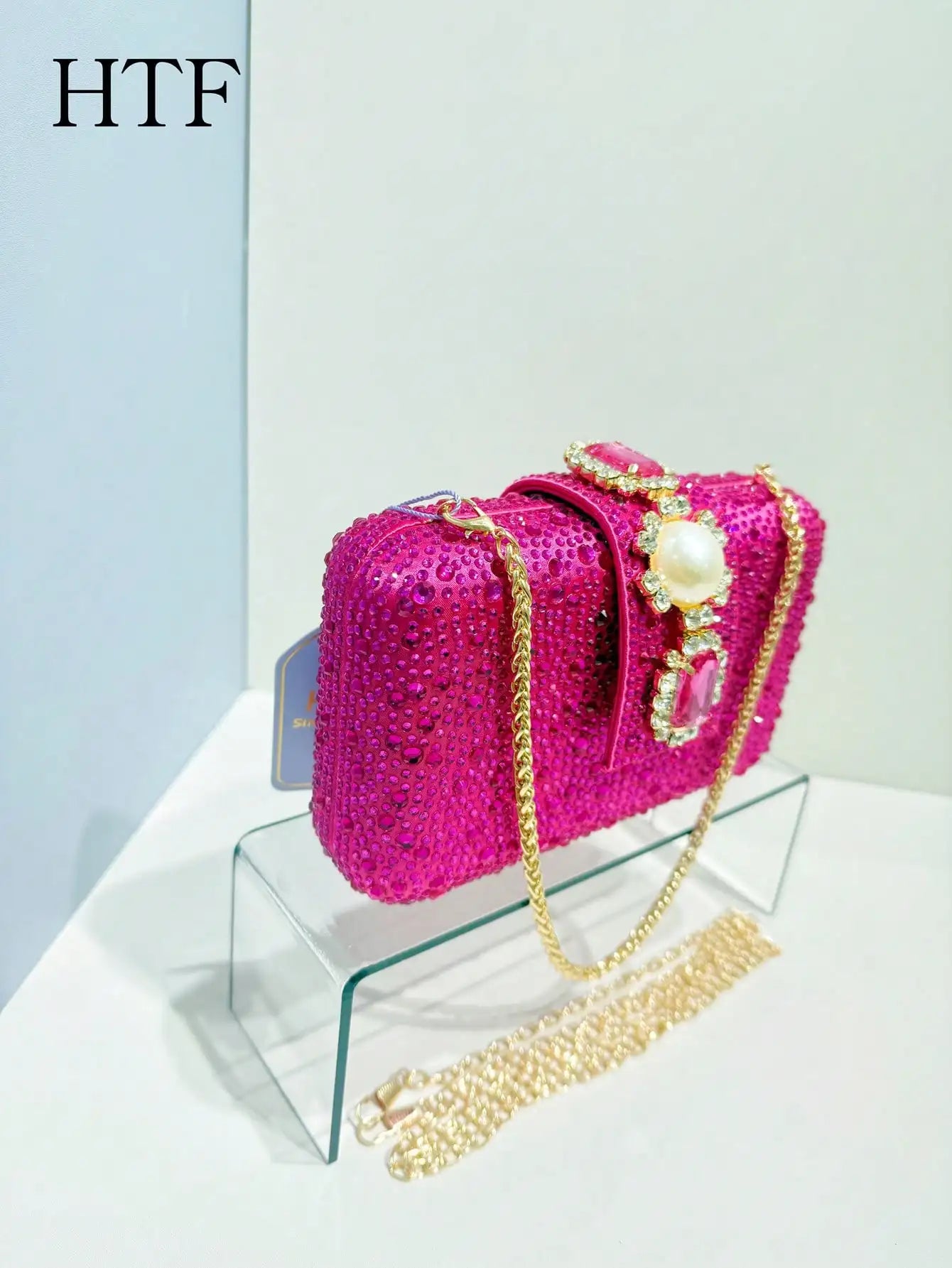 Crossbody Handbag Crystals Rhinestone Evening With Chain