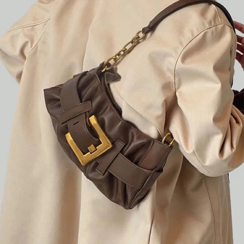 Luxury Women's Bag Soft Leather.Crocodile Pattern Pleated Tote Bag