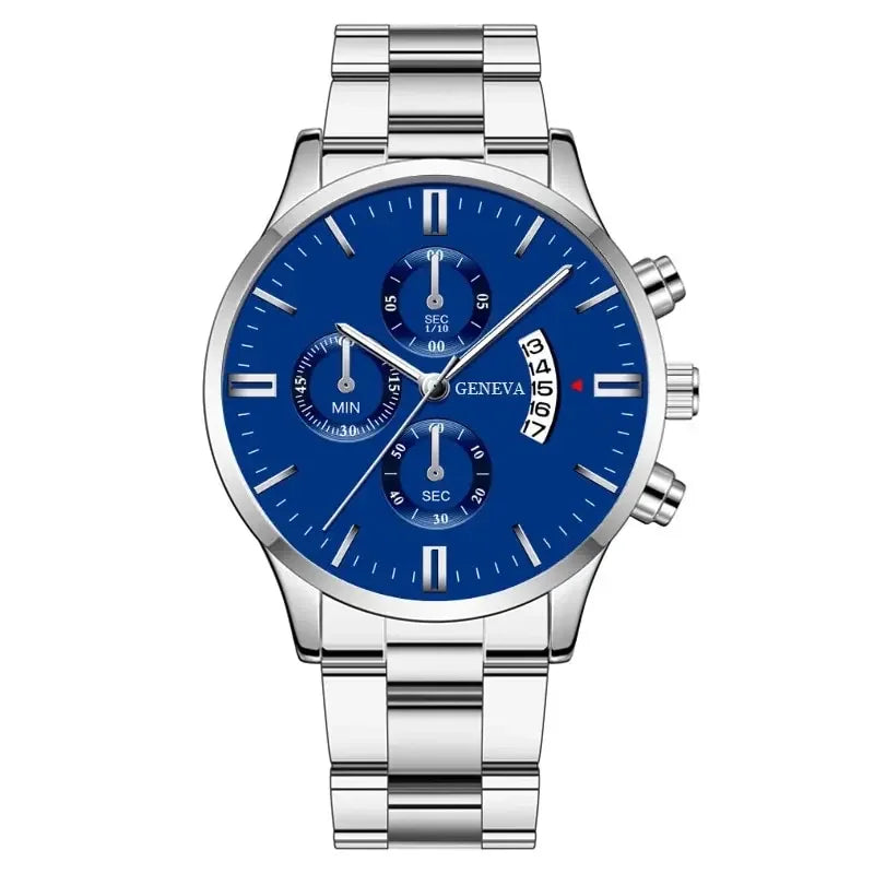 Fashion Men's Watch Luxury Silver Stainless Steel