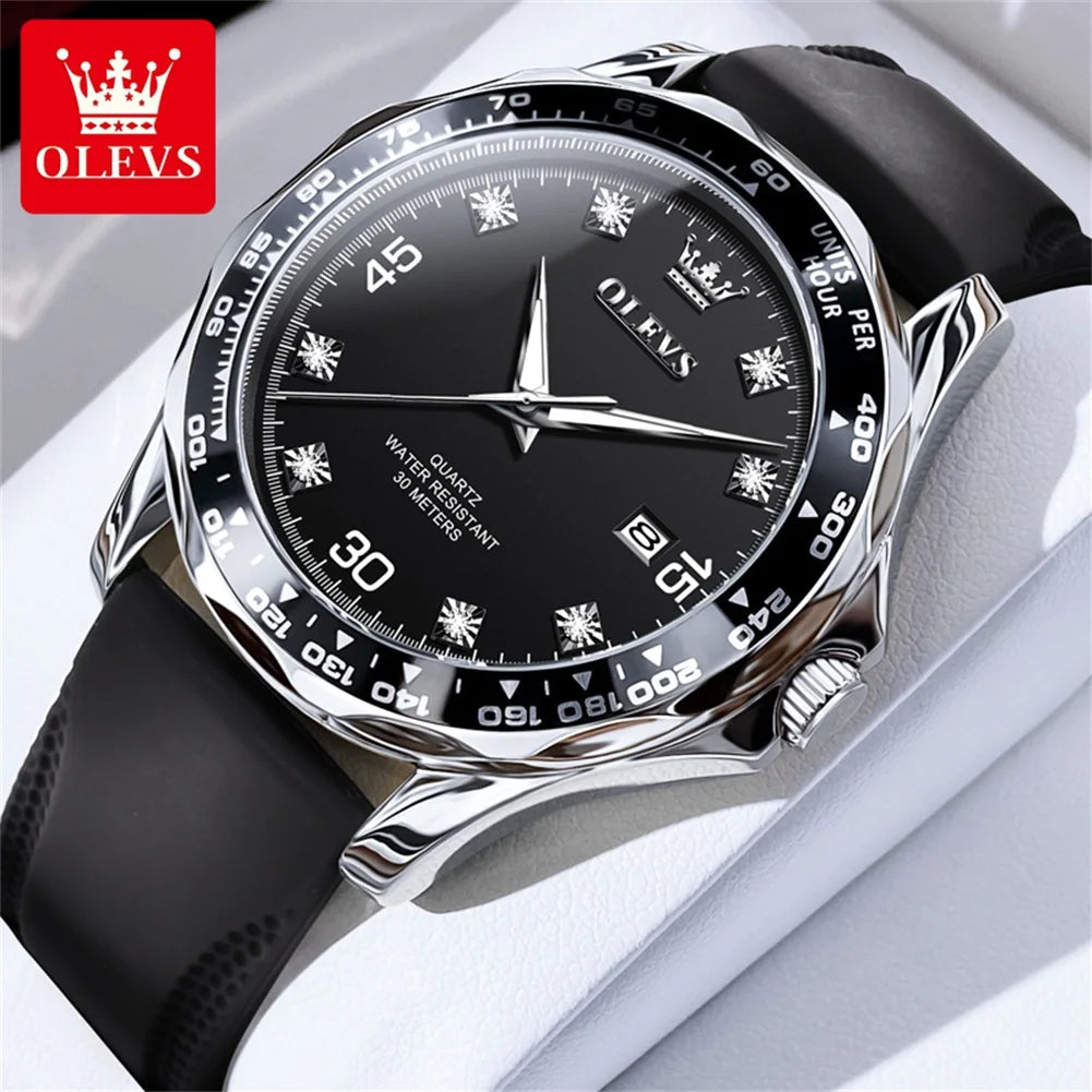 Golden Green Quartz Watch for Men.Waterproof Stainless steel  Watch