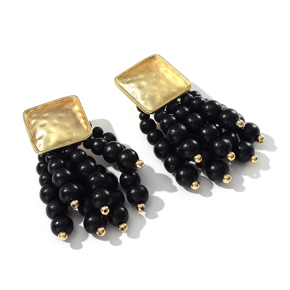 Wooden Beaded Bohemian Earrings