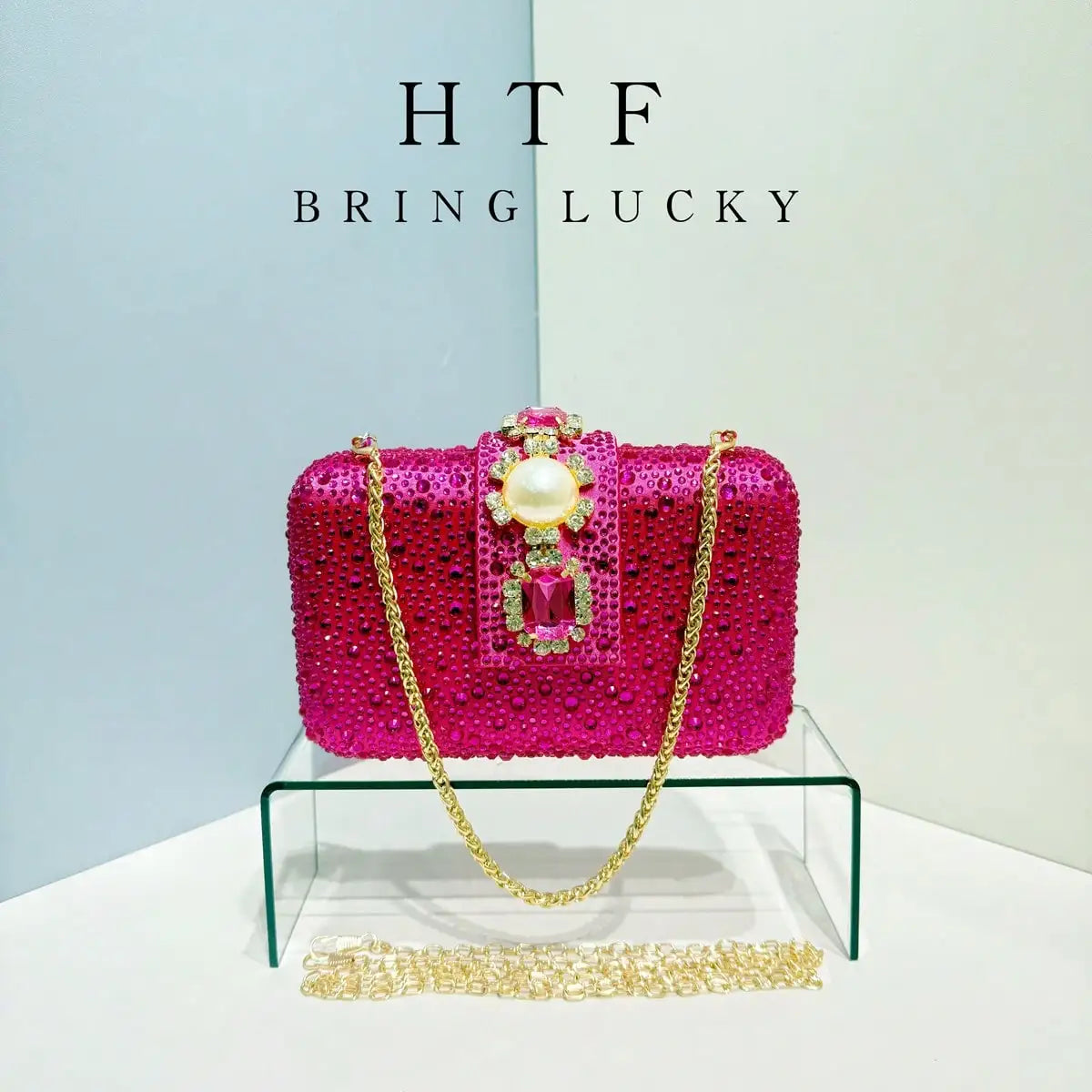 Crossbody Handbag Crystals Rhinestone Evening With Chain