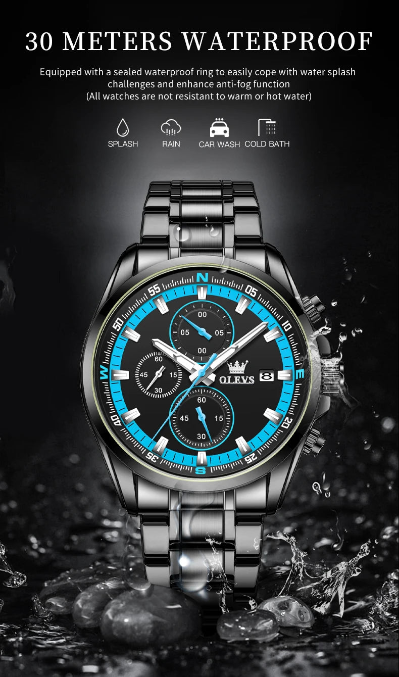 Exclusive Men's Watch Stainless steel Classic Three Small Dials Waterproof  Watch