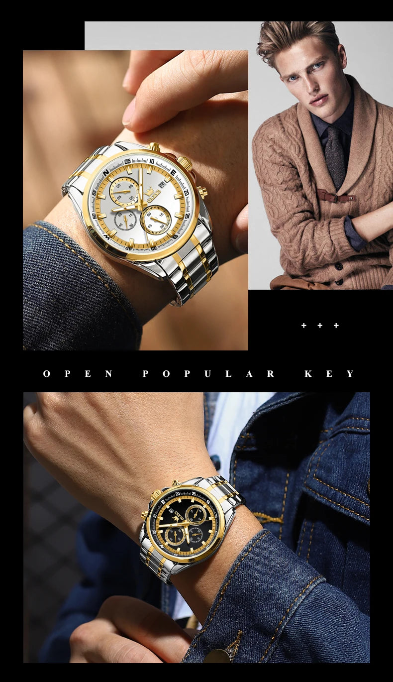 Exclusive Men's Watch Stainless steel Classic Three Small Dials Waterproof  Watch