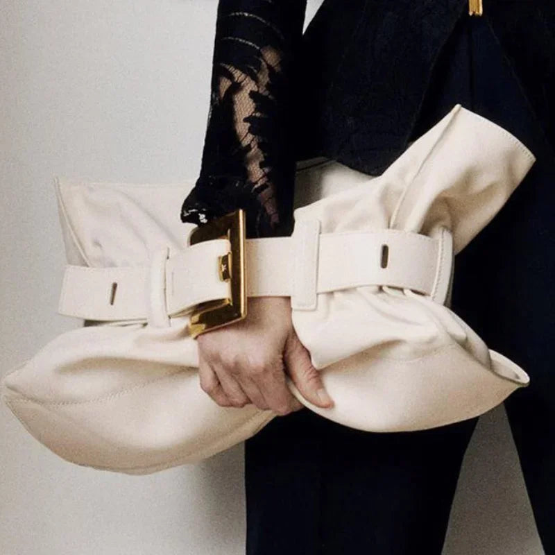 Luxury Women's Bag Soft Leather.Crocodile Pattern Pleated Tote Bag