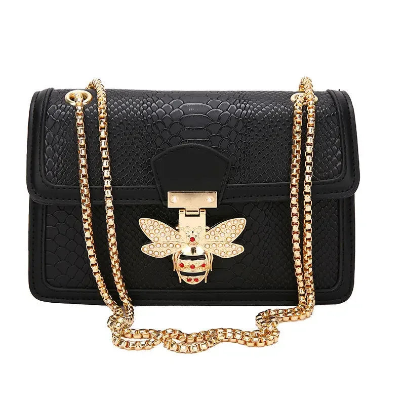 Luxury Crooobody Handbag. Bee Lock Tote Casual Flap . Crocodile Print  Handbag