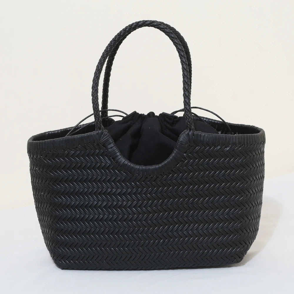 Genuine Leather Shoulder Bag Weaving Casual Shopping Bag