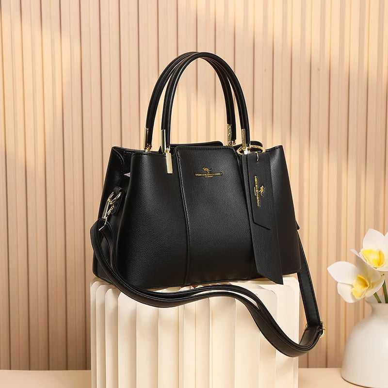 Luxury Handbag Fashion Print Large Capacity Soft Leather