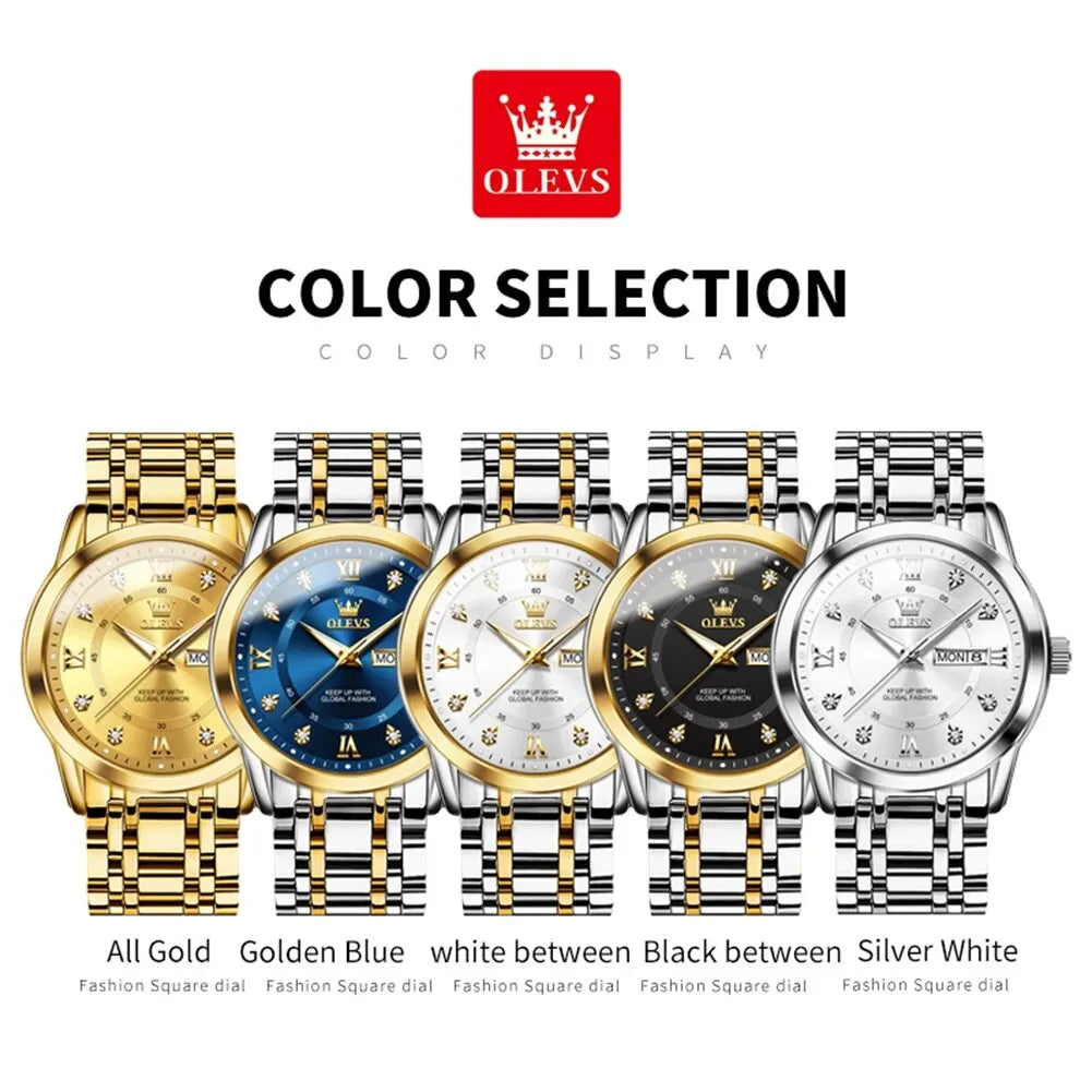 Watch for Men Luxury Diamonds Gold Watch Waterproof