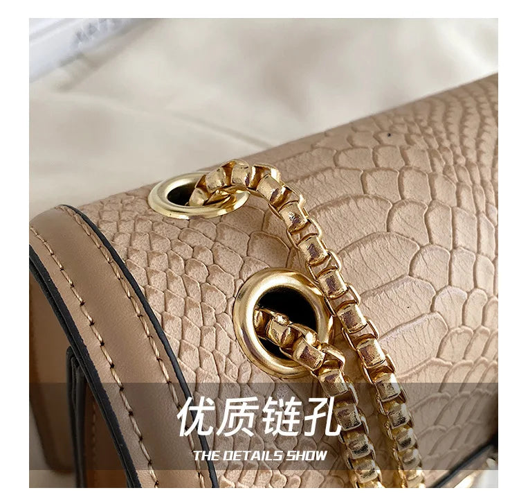 Luxury Crooobody Handbag. Bee Lock Tote Casual Flap . Crocodile Print  Handbag