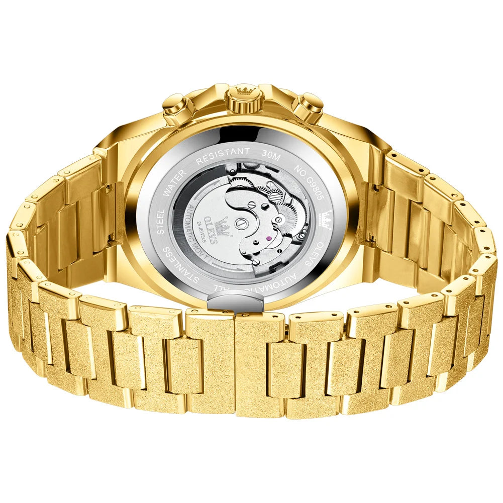 Gold Steel Men's Watch Top Brand Automatic Mechanical Luxury Waterproof