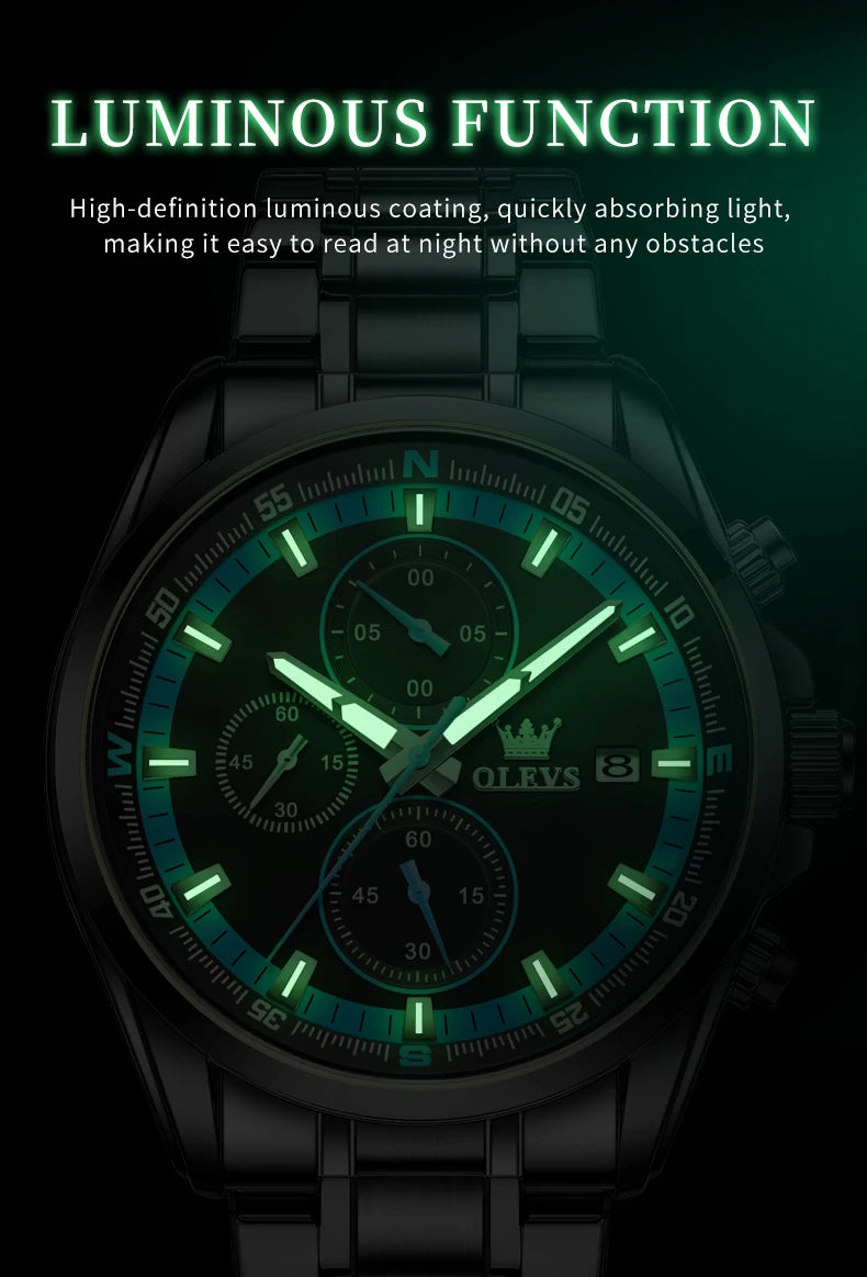 Exclusive Men's Watch Stainless steel Classic Three Small Dials Waterproof  Watch