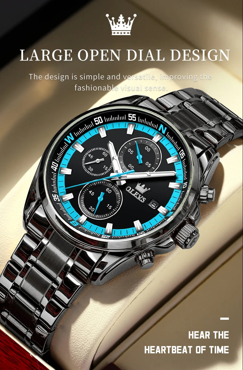 Exclusive Men's Watch Stainless steel Classic Three Small Dials Waterproof  Watch