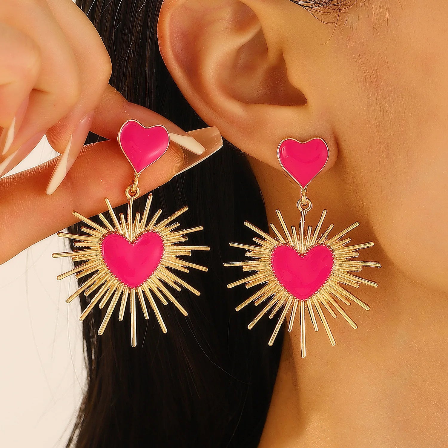 Bold Heart Statement Earrings