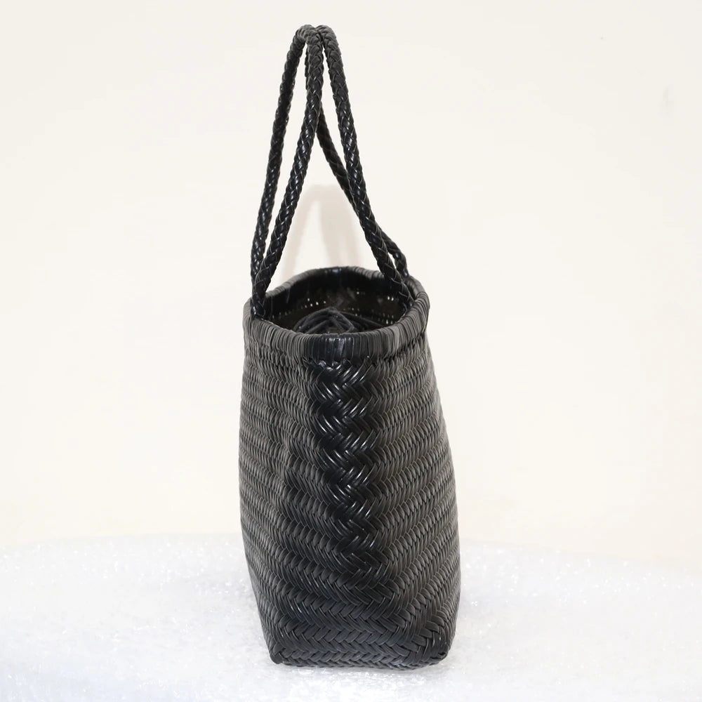 Genuine Leather Shoulder Bag Weaving Casual Shopping Bag
