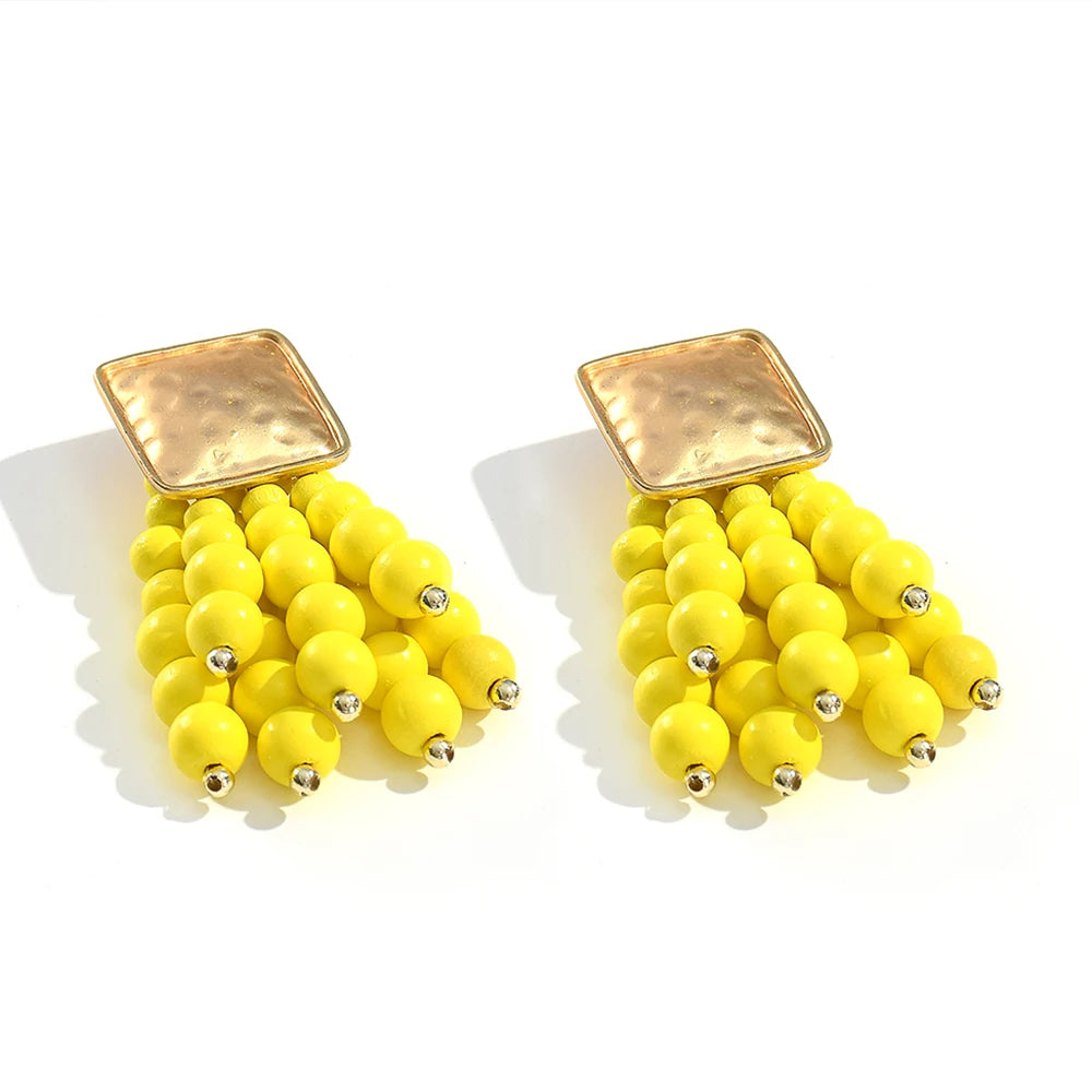 Wooden Beaded Bohemian Earrings