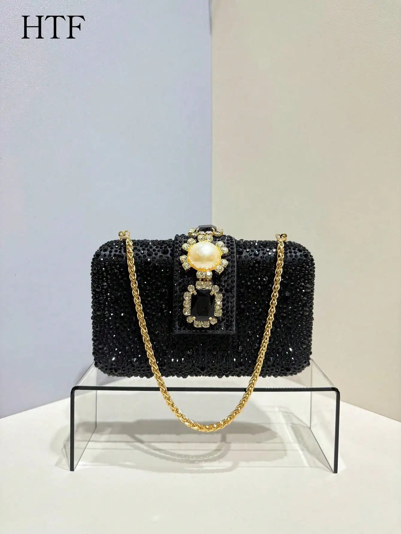 Crossbody Handbag Crystals Rhinestone Evening With Chain