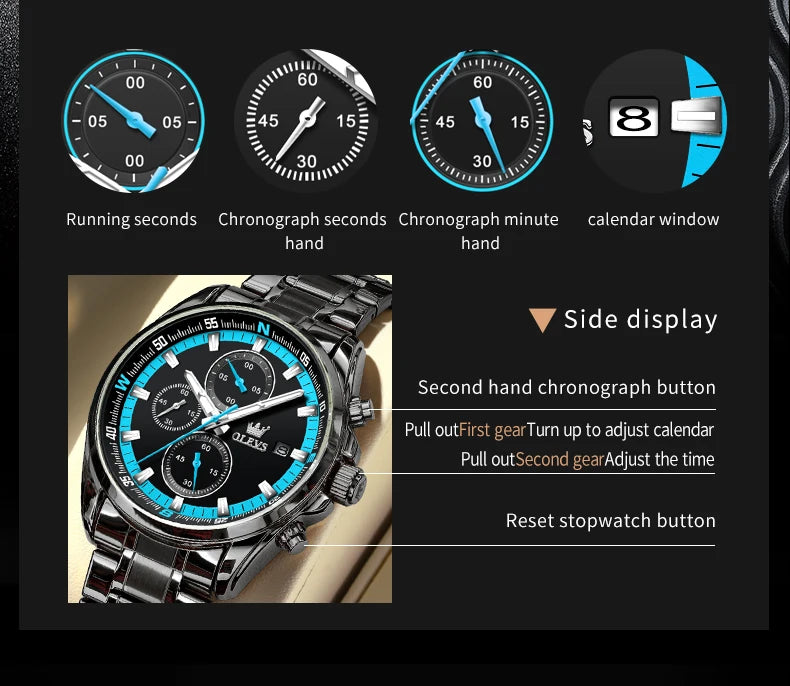 Exclusive Men's Watch Stainless steel Classic Three Small Dials Waterproof  Watch