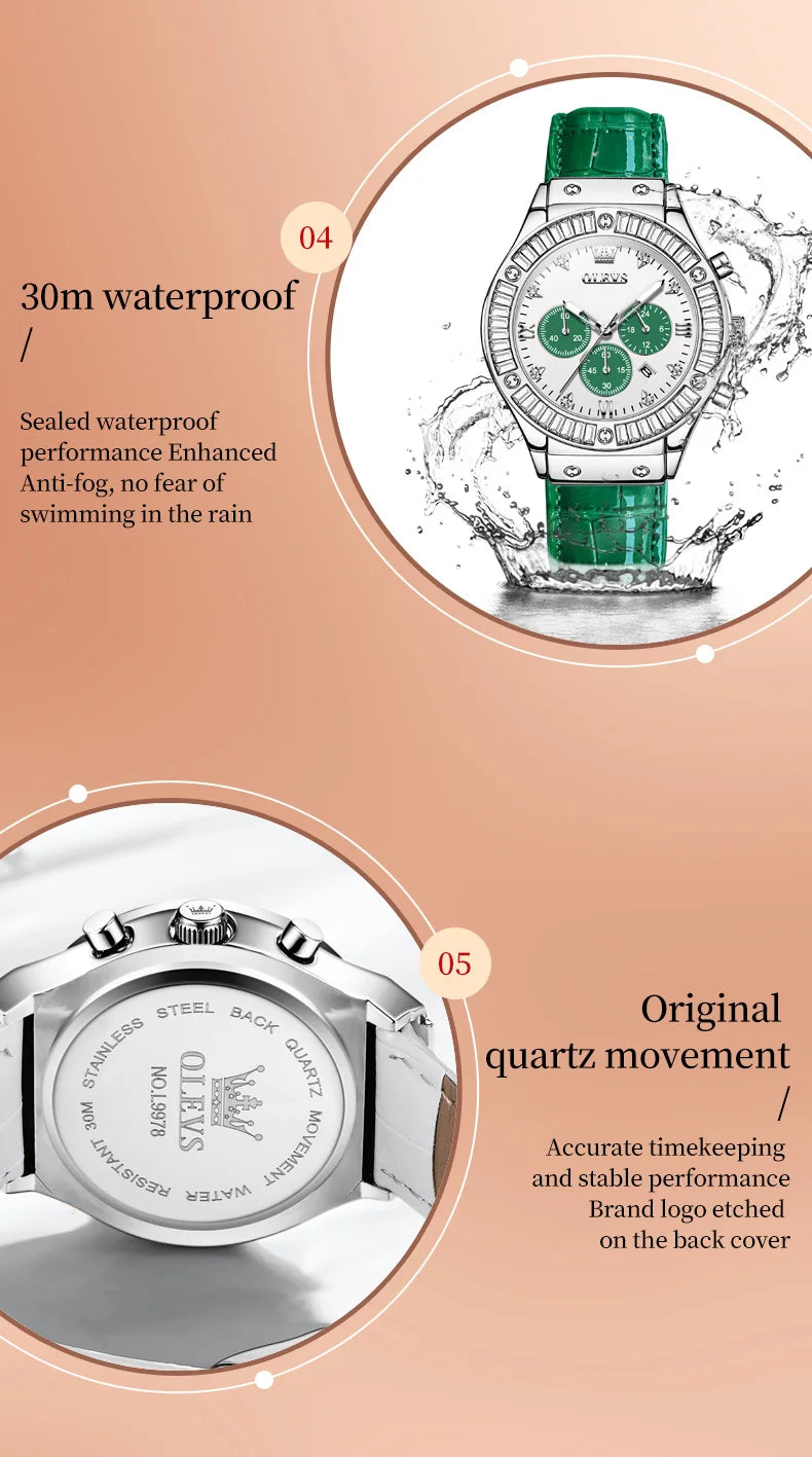 Analog Quartz Watch for Women Leather Strap Waterproof Luxury Elegant