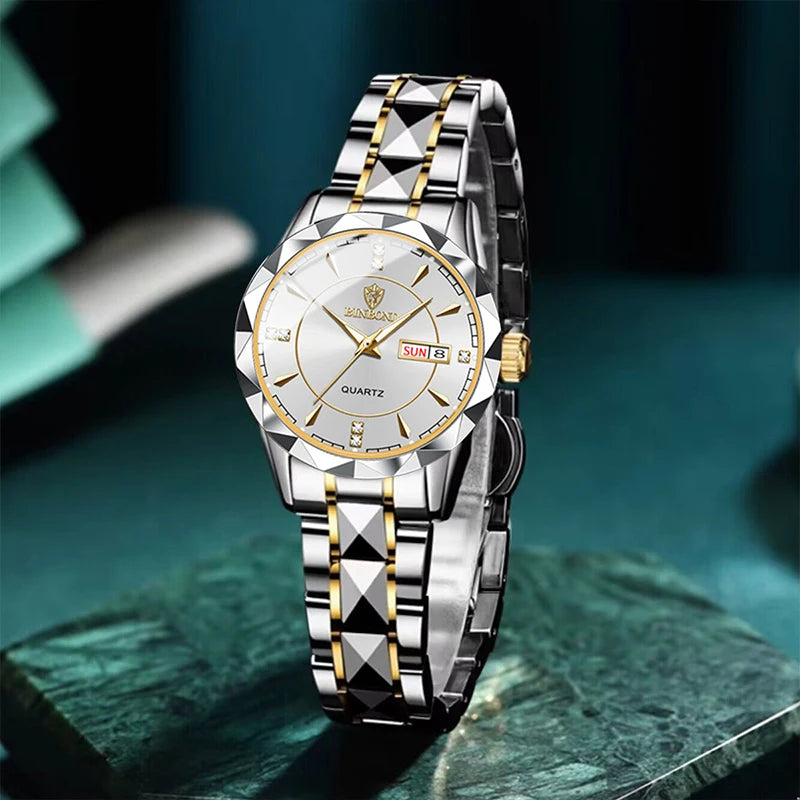 Luxury Fashion Ladies Quartz Watch Waterproof with Luminous Date