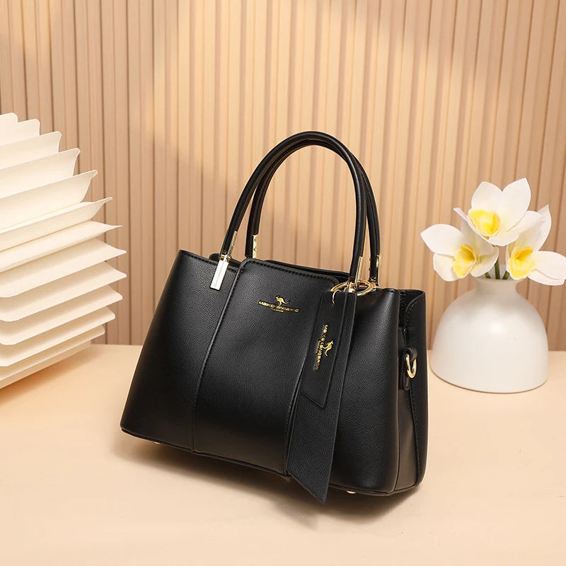 Luxury Handbag Fashion Print Large Capacity Soft Leather