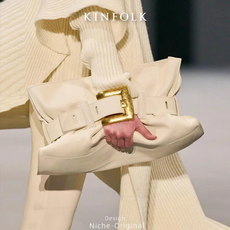 Luxury Women's Bag Soft Leather.Crocodile Pattern Pleated Tote Bag