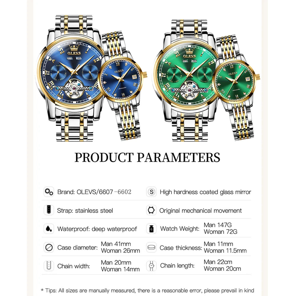Watches for Men and Women Waterproof Watches His or Hers Lover's Watch Set