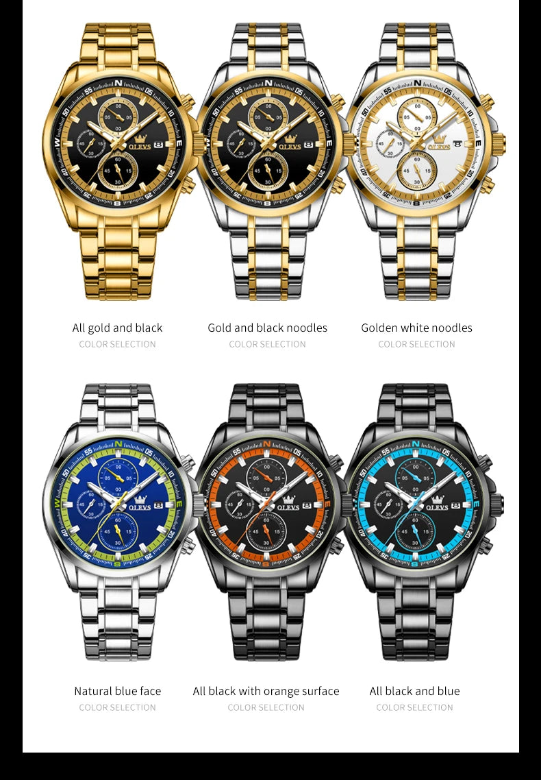 Exclusive Men's Watch Stainless steel Classic Three Small Dials Waterproof  Watch