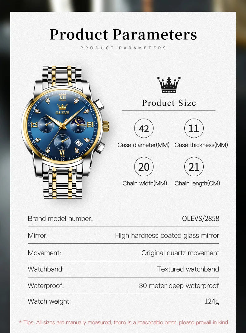 Luxury Stainless Steel Wristwatch For Men