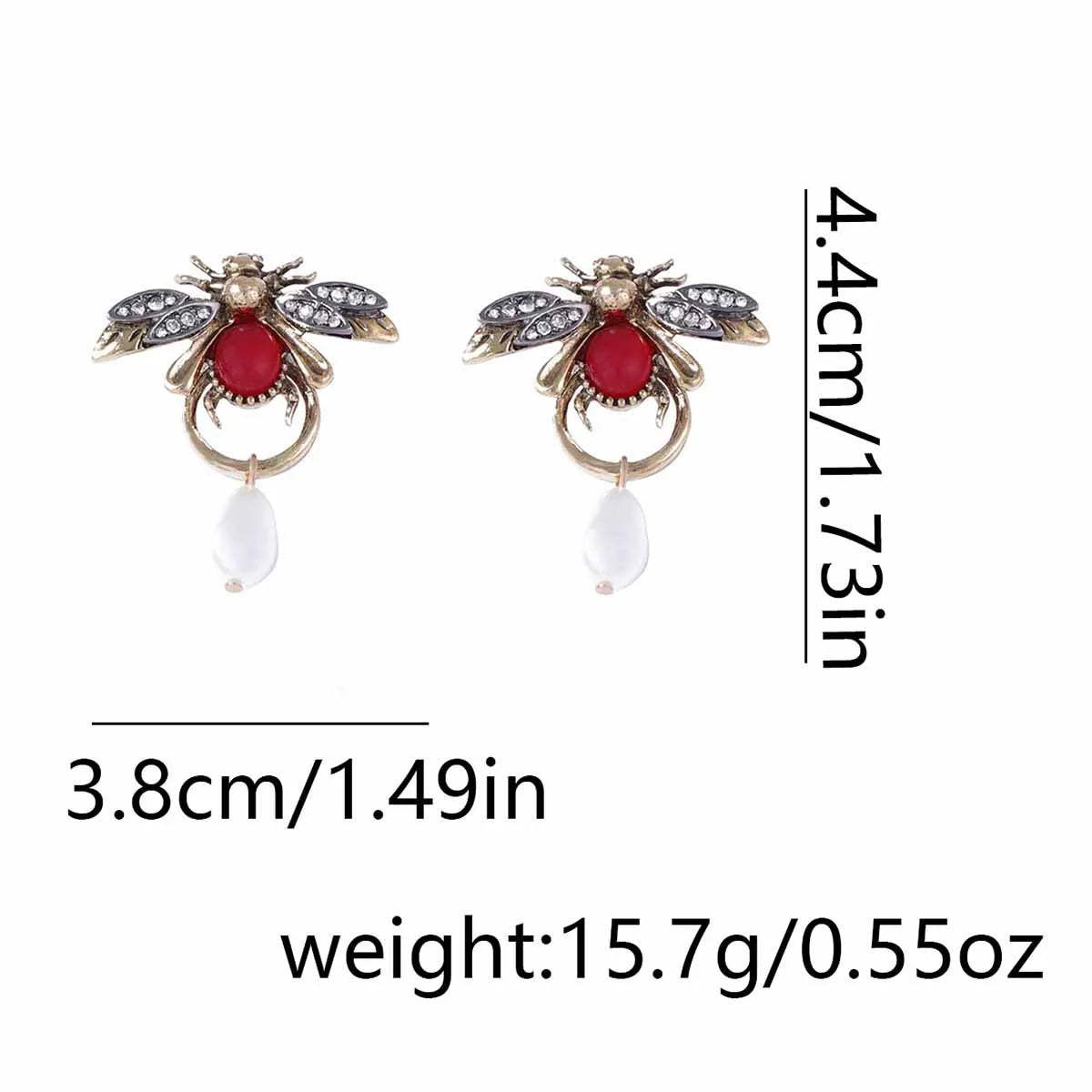 Vintage Bee Pearl Drop Earrings/Chain
