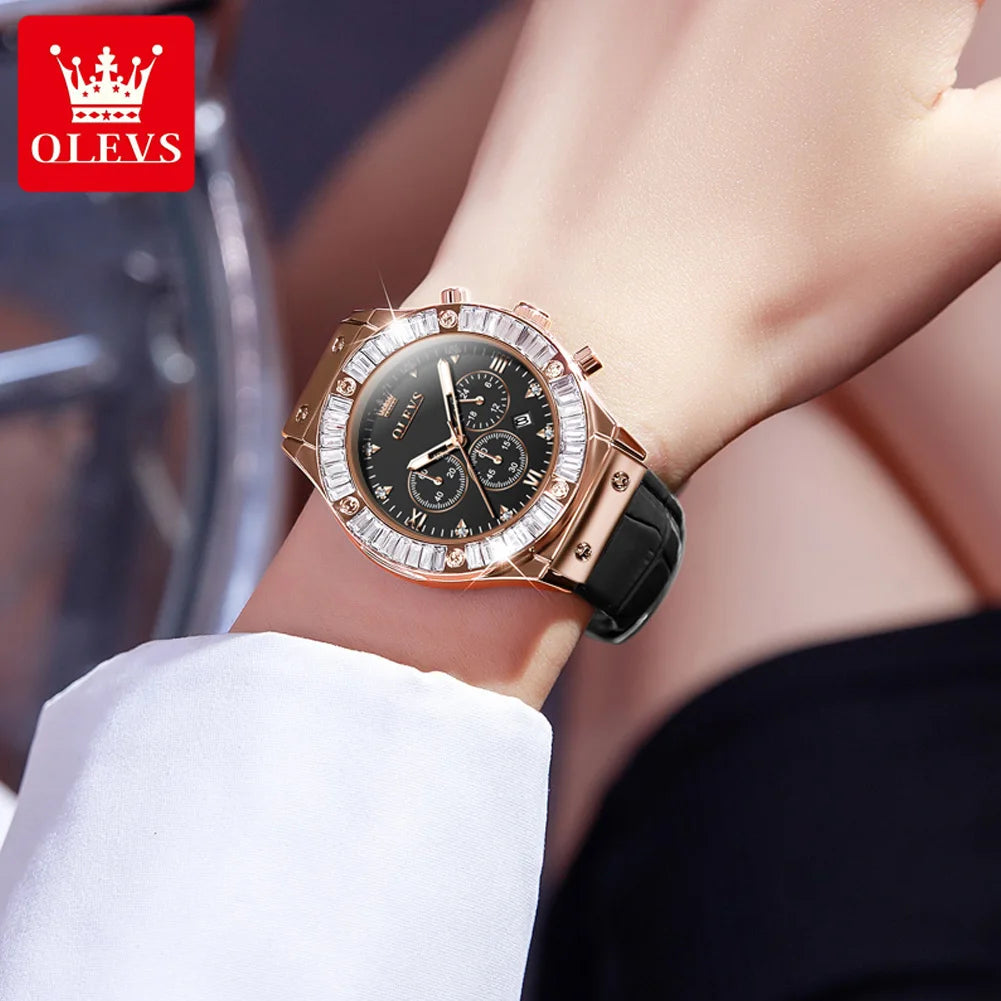Analog Quartz Watch for Women Leather Strap Waterproof Luxury Elegant