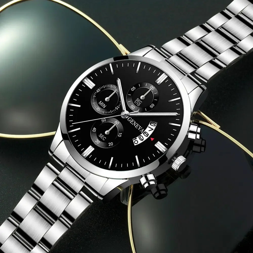Fashion Men's Watch Luxury Silver Stainless Steel