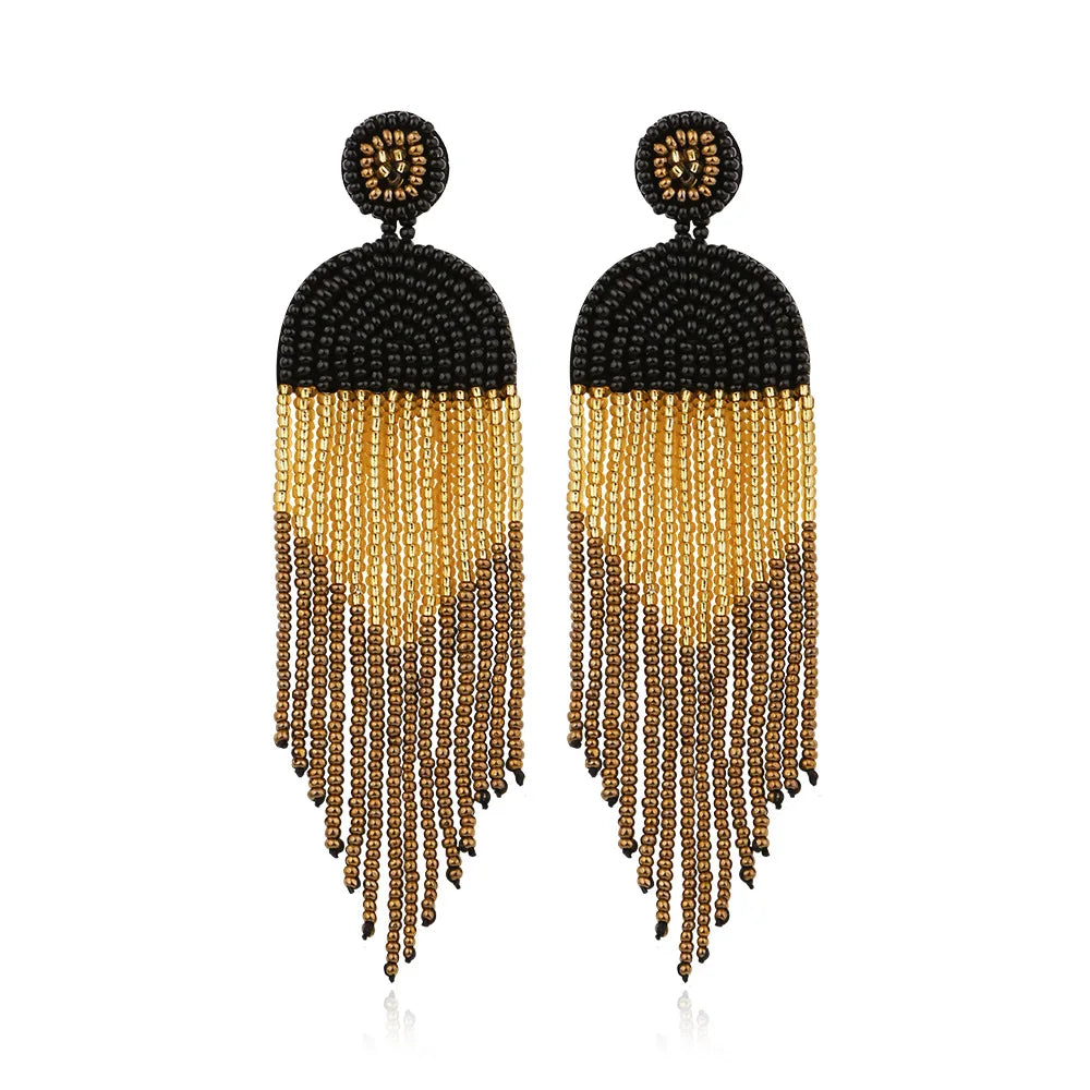 Boho Seed Bead Tassel Earrings