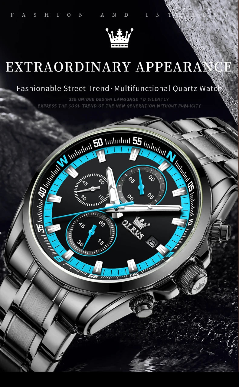 Exclusive Men's Watch Stainless steel Classic Three Small Dials Waterproof  Watch