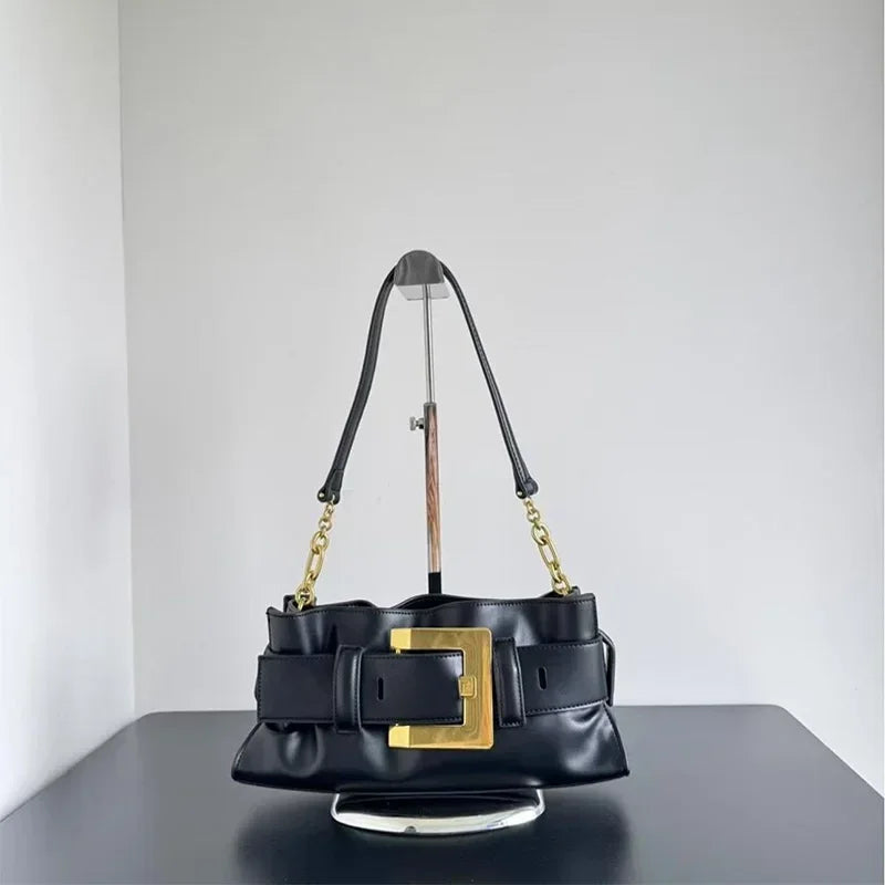 Luxury Women's Bag Soft Leather.Crocodile Pattern Pleated Tote Bag