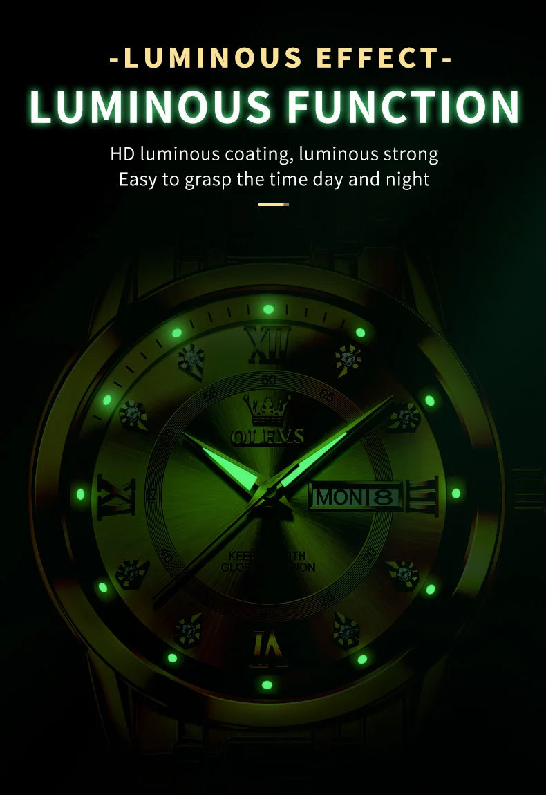Watch for Men Luxury Diamonds Gold Watch Waterproof