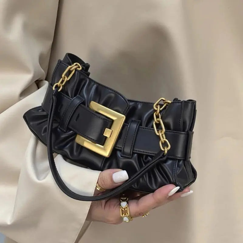 Luxury Women's Bag Soft Leather.Crocodile Pattern Pleated Tote Bag