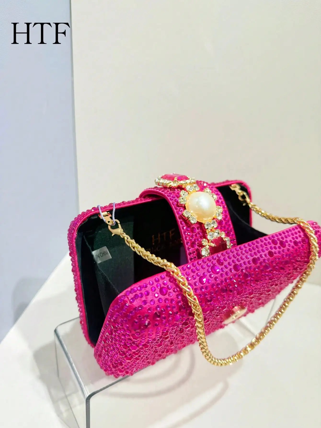 Crossbody Handbag Crystals Rhinestone Evening With Chain