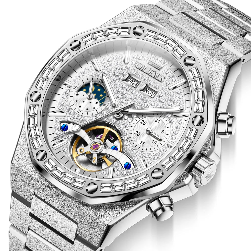 Gold Steel Men's Watch Top Brand Automatic Mechanical Luxury Waterproof