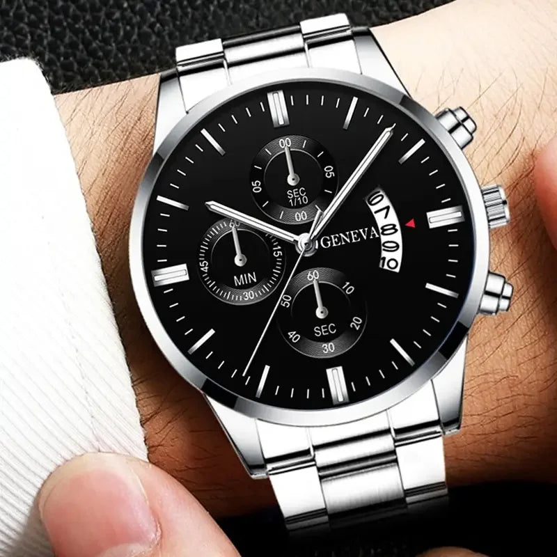 Fashion Men's Watch Luxury Silver Stainless Steel