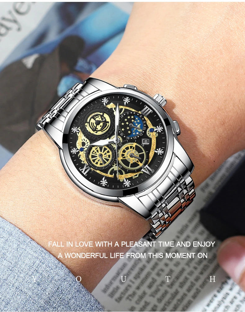 Luxury Fashion Casual Quartz Men's Watch Stainless Steel Strap