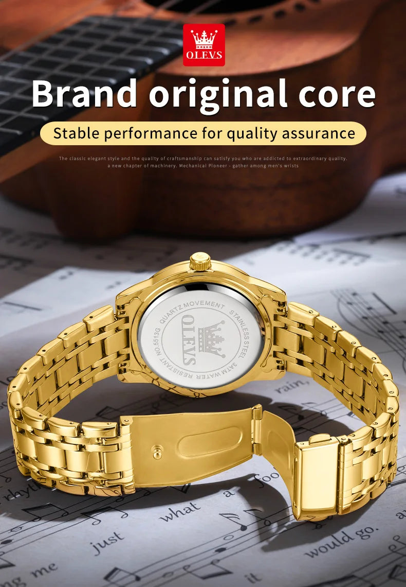 Watch for Men Luxury Diamonds Gold Watch Waterproof